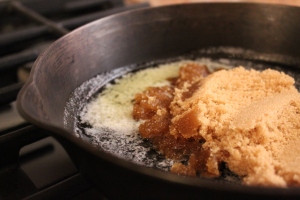 Butter and brown sugar melting